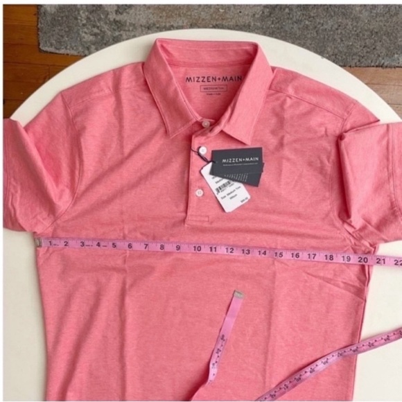 Mizzen+Main Wilson Golf Polo Shirt Red Heather Men’s Size Medium New Trim Fit - Picture 6 of 10